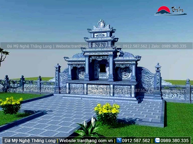Lăng thờ đạo Phật với các hoa văn tứ quý
