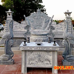 Mẫu bàn thờ đá đẹp, đồ thờ bằng đá tự nhiên chạm khắc tinh xảo, mang ý nghĩa phong thủy.