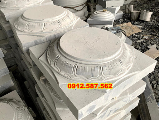 Chân tảng đá đẹp bằng đá xanh tự nhiên chạm khắc hoa văn