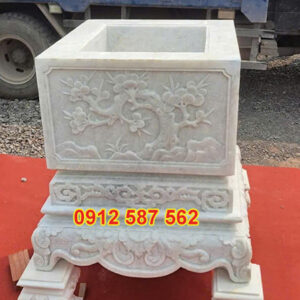 Chậu đá trồng cây cảnh đẹp | Chậu đá tự nhiên nguyên khối | Đá Thăng Long Mẫu 23