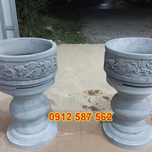Chậu đá trồng cây cảnh đẹp | Chậu đá tự nhiên nguyên khối | Đá Thăng Long Mẫu 27