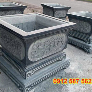 Chậu đá trồng cây cảnh đẹp | Chậu đá tự nhiên nguyên khối | Đá Thăng Long Mẫu 37