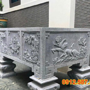 Chậu đá trồng cây cảnh đẹp | Chậu đá tự nhiên nguyên khối | Đá Thăng Long Mẫu 04