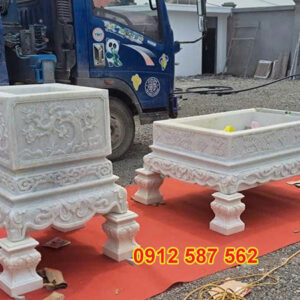 Chậu đá trồng cây cảnh đẹp | Chậu đá tự nhiên nguyên khối | Đá Thăng Long Mẫu 45