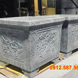 Chậu đá trồng cây cảnh đẹp | Chậu đá tự nhiên nguyên khối | Đá Thăng Long Mẫu 05