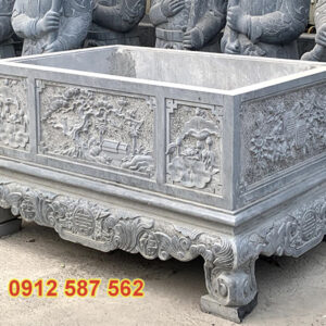 Chậu đá trồng cây cảnh đẹp | Chậu đá tự nhiên nguyên khối | Đá Thăng Long Mẫu 56