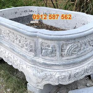 Chậu đá trồng cây cảnh đẹp | Chậu đá tự nhiên nguyên khối | Đá Thăng Long Mẫu 57