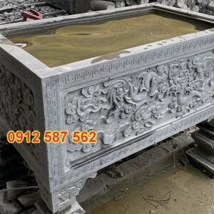 Chậu đá trồng cây cảnh đẹp | Chậu đá tự nhiên nguyên khối | Đá Thăng Long Mẫu 58