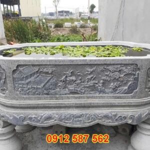 Chậu đá trồng cây cảnh đẹp | Chậu đá tự nhiên nguyên khối | Đá Thăng Long Mẫu 08