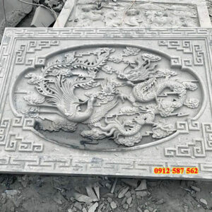 Chiếu đá nhà thờ đẹp - Mẫu chiếu rồng đá nguyên khối - Đá Thăng Long 002