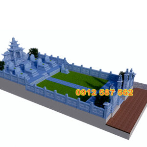 Khu lăng mộ đá đẹp Mẫu 007 – Đá Thăng Long chế tác từ đá xanh tự nhiên, bền vững và trang nghiêm.