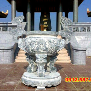 Lư hương đá đẹp, mẫu đồ thờ đá tự nhiên chạm khắc tinh xảo, trang nghiêm phong thủy.