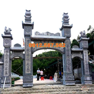 Cổng đá nhà thờ họ, cổng từ đường truyền thống | Đá Thăng Long | Mẫu 002