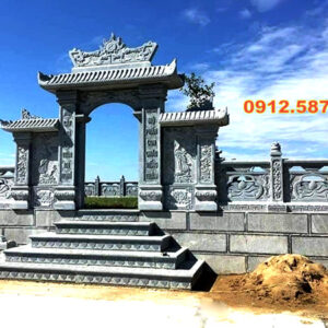 Cổng đá nhà thờ họ, cổng từ đường truyền thống | Đá Thăng Long | Mẫu 005