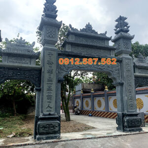 Cổng đá nhà thờ họ, cổng từ đường truyền thống | Đá Thăng Long | Mẫu 008