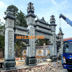 Cổng đá nhà thờ họ, cổng từ đường truyền thống | Đá Thăng Long | Mẫu 017