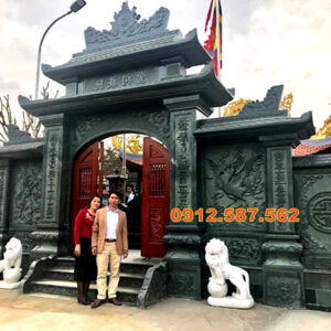 Cổng đá nhà thờ họ, cổng từ đường truyền thống | Đá Thăng Long | Mẫu 019
