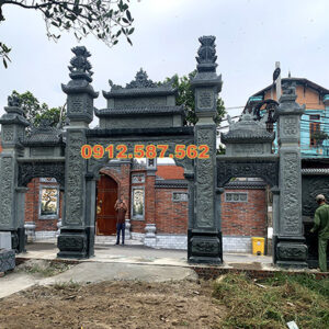 Cổng đá nhà thờ họ, cổng từ đường truyền thống | Đá Thăng Long | Mẫu 023