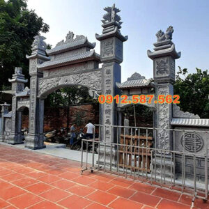 Cổng đá nhà thờ họ, cổng từ đường truyền thống | Đá Thăng Long | Mẫu 028