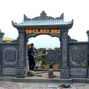 Cổng đá nhà thờ họ, cổng từ đường truyền thống | Đá Thăng Long | Mẫu 036