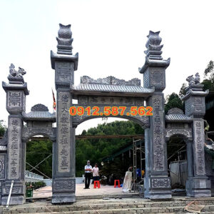 Cổng đá nhà thờ họ, cổng từ đường truyền thống | Đá Thăng Long | Mẫu 039