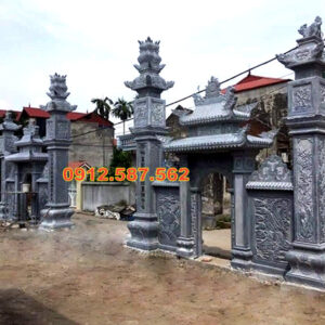 Cổng đá nhà thờ họ, cổng từ đường truyền thống | Đá Thăng Long | Mẫu 043