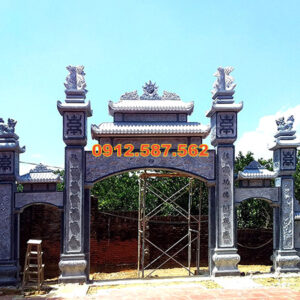 Cổng đá nhà thờ họ, cổng từ đường truyền thống | Đá Thăng Long | Mẫu 052