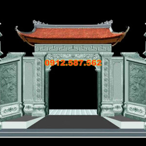 Cổng đá nhà thờ họ, cổng từ đường truyền thống | Đá Thăng Long | Mẫu 058