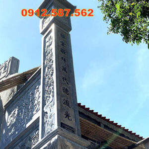 Cột đá tự nhiên đẹp – Mẫu cột đá nhà thờ, nhà gỗ, từ đường cao cấp Mẫu 01
