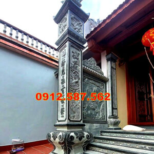 Cột đá tự nhiên đẹp – Mẫu cột đá nhà thờ, nhà gỗ, từ đường cao cấp Mẫu 09