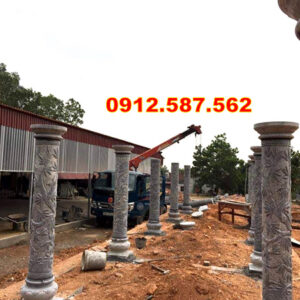 Cột đá tự nhiên đẹp – Mẫu cột đá nhà thờ, nhà gỗ, từ đường cao cấp Mẫu 11