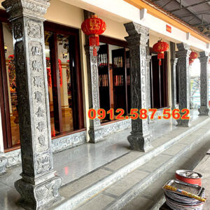 Cột đá tự nhiên đẹp – Mẫu cột đá nhà thờ, nhà gỗ, từ đường cao cấp Mẫu 12