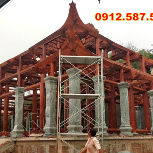 Cột đá tự nhiên đẹp – Mẫu cột đá nhà thờ, nhà gỗ, từ đường cao cấp Mẫu 21