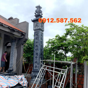 Cột đá tự nhiên đẹp – Mẫu cột đá nhà thờ, nhà gỗ, từ đường cao cấp Mẫu 27
