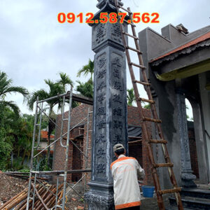 Cột đá tự nhiên đẹp – Mẫu cột đá nhà thờ, nhà gỗ, từ đường cao cấp Mẫu 28