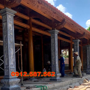 Cột đá tự nhiên đẹp – Mẫu cột đá nhà thờ, nhà gỗ, từ đường cao cấp Mẫu 29