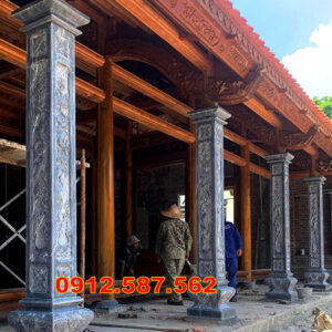 Cột đá tự nhiên đẹp – Mẫu cột đá nhà thờ, nhà gỗ, từ đường cao cấp Mẫu 30