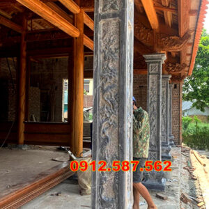 Cột đá tự nhiên đẹp – Mẫu cột đá nhà thờ, nhà gỗ, từ đường cao cấp Mẫu 31