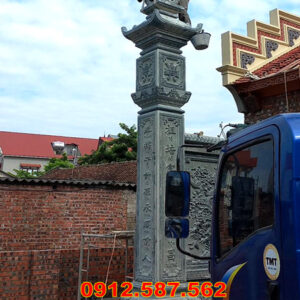 Cột đá tự nhiên đẹp – Mẫu cột đá nhà thờ, nhà gỗ, từ đường cao cấp Mẫu 35