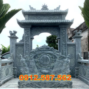 Cuốn thư đá nhà thờ họ đẹp | Bình phong đá chạm khắc tinh xảo | Đá Thăng Long Mẫu 01