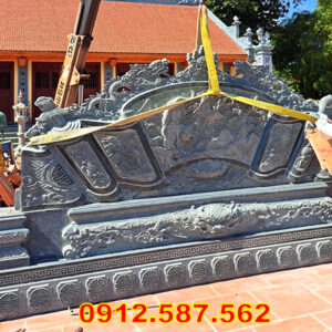 Cuốn thư đá nhà thờ họ đẹp | Bình phong đá chạm khắc tinh xảo | Đá Thăng Long Mẫu 08