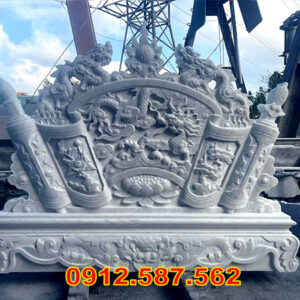 Cuốn thư đá nhà thờ họ đẹp | Bình phong đá chạm khắc tinh xảo | Đá Thăng Long Mẫu 12