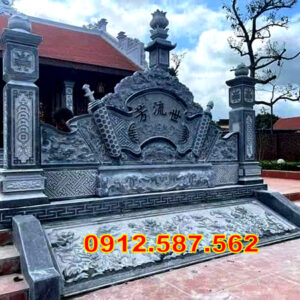 Cuốn thư đá nhà thờ họ đẹp | Bình phong đá chạm khắc tinh xảo | Đá Thăng Long Mẫu 14