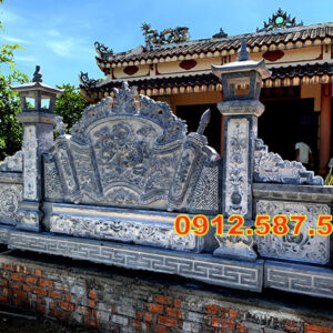 Cuốn thư đá nhà thờ họ đẹp | Bình phong đá chạm khắc tinh xảo | Đá Thăng Long Mẫu 16