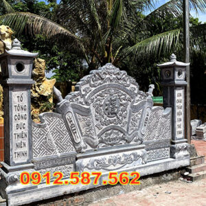 Cuốn thư đá nhà thờ họ đẹp | Bình phong đá chạm khắc tinh xảo | Đá Thăng Long Mẫu 18
