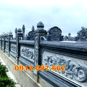 Lan can đá đẹp – Lan can nhà thờ, chùa, từ đường chế tác tinh xảo Mẫu 04
