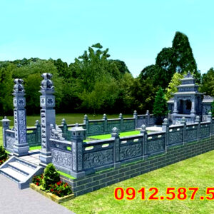 Lan can đá đẹp – Lan can nhà thờ, chùa, từ đường chế tác tinh xảo Mẫu 10