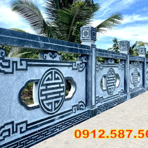 Lan can đá đẹp – Lan can nhà thờ, chùa, từ đường chế tác tinh xảo Mẫu 43