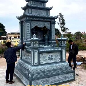 Mộ đá ba mái – Mẫu mộ đá truyền thống đẹp, uy nghi - Mẫu 02