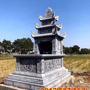 Mộ đá ba mái – Mẫu mộ đá truyền thống đẹp, uy nghi - Mẫu 05